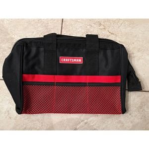 Craftsman Wide Mouth Storage Organizer Soft Tool Bag 6 Pockets Black Red NWOT